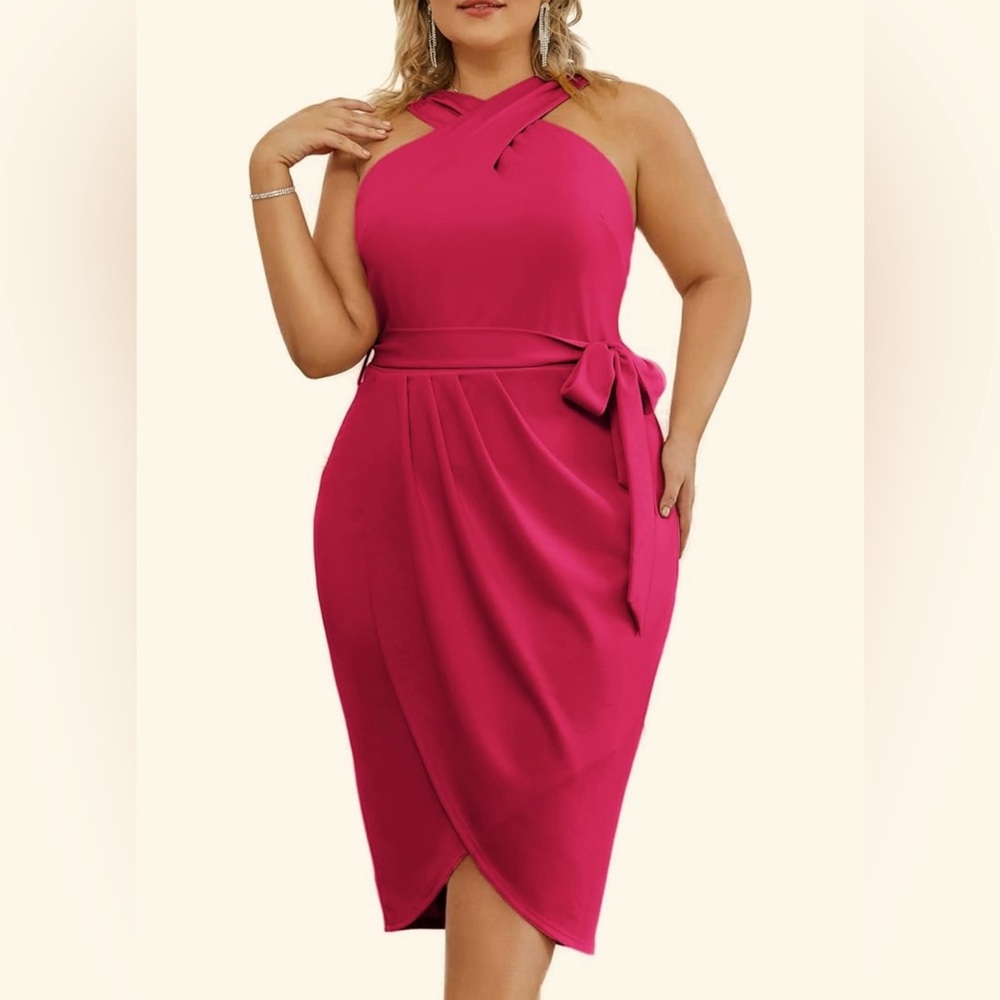 Elegant Pink Halter Dress